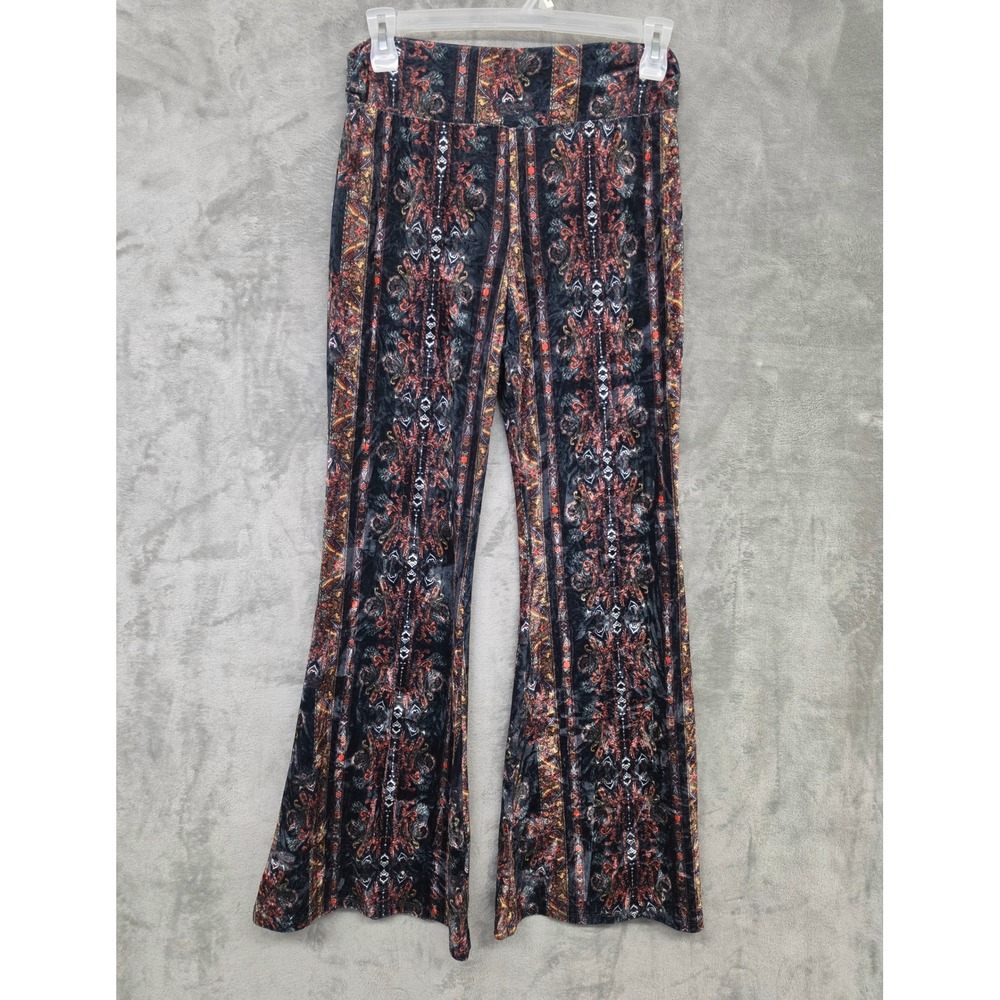 Flower Child Velvet Flare Pants Boho Multi-Color Medium Earthbound Trading Co